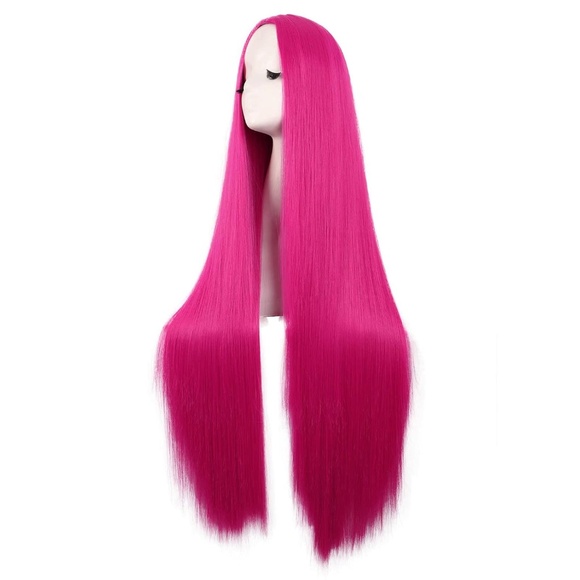 40" Long Hot Pink Straight Cosplay Wig, Anime Costume Party Hair for Women - Picture 1 of 5